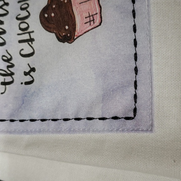 Brownlow Gifts "the answer is chocolate" Pink Ruffled Trim 100% Cott… - Picture 7 of 8